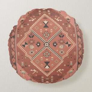 Coussins Ronds Art géométrique tribal sud-ouest en terre cuite