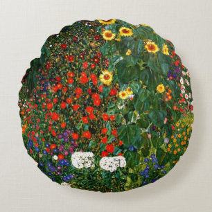Coussins Ronds Art Gustav Klimt - Jardin agricole avec tournesols