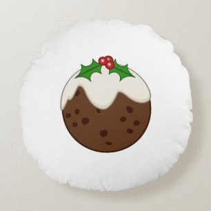 Coussins Ronds Art Illustratif du Pudding de Noël