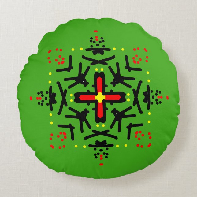 Coussins Ronds Art mandala tribal (Devant)