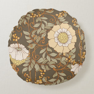 Coussins Ronds Art Nouveau : Vintage Floral Décoratif.