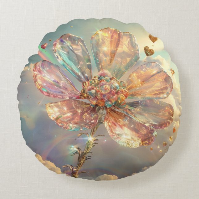 Coussins Ronds Art numérique rose cristal (Devant)