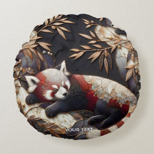 Coussins Ronds Art Panda Rouge Imaginaire mignon