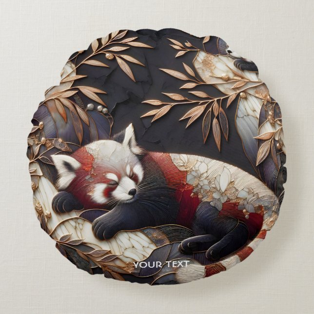 Coussins Ronds Art Panda Rouge Imaginaire mignon (Devant)