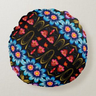 Coussins Ronds Art populaire floral moderne