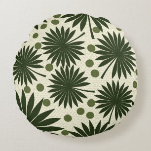 Coussins Ronds Art Tropical Green Palm Tree