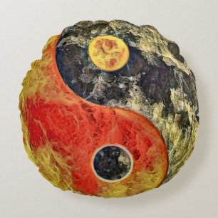 Coussins Ronds Artisan brûlant de Yin Yang