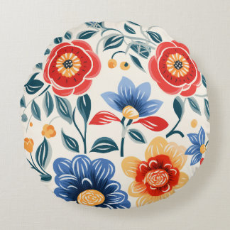 Coussins Ronds Assiette décorative ronde avec un motif floral aud