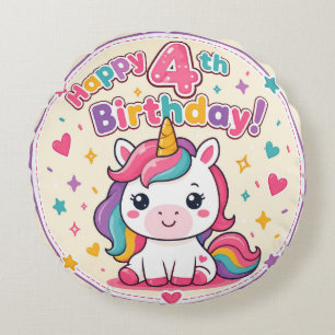 Coussins Ronds Assiette en papier magique pour le 4e anniversaire