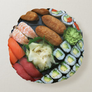 Coussins Ronds Assortiment de sushis japonais favoris