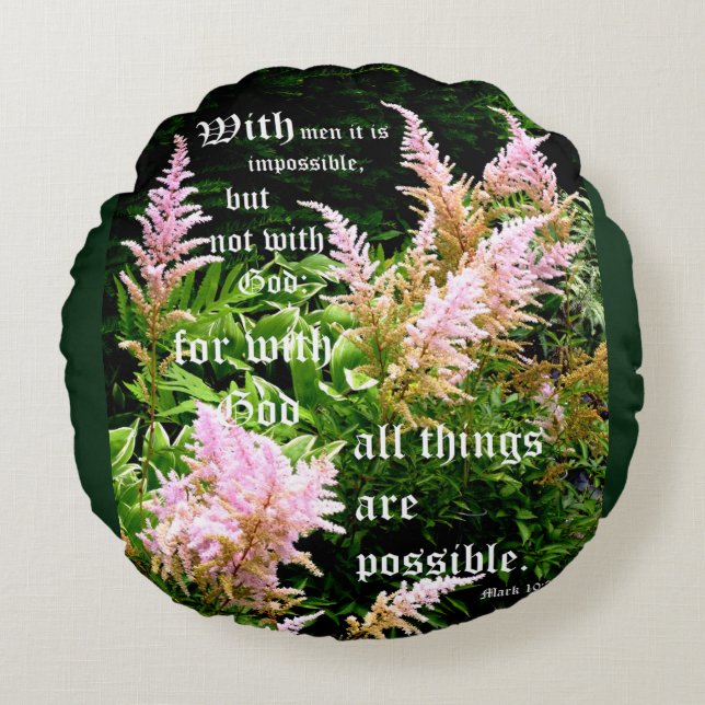Coussins Ronds Astilbe avec Marc 10:27 (Devant)