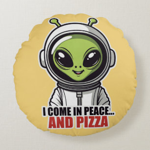 Coussins Ronds Astronaute Alien Mignon "Je viens en paix et avec