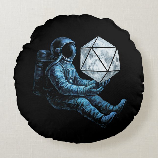 Coussins Ronds Astronaute avec dés de Lune (Devant)