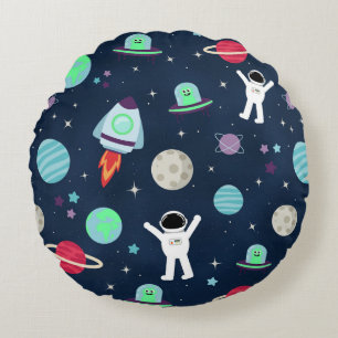 Coussins Ronds Astronautes Planètes Fusées et Aliens