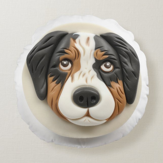 Coussins Ronds Australian Shepherd Dog 3D inspiré (Devant)