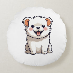 Coussins Ronds Autocollant en vinyle de chiot Kawaii mignon - Des