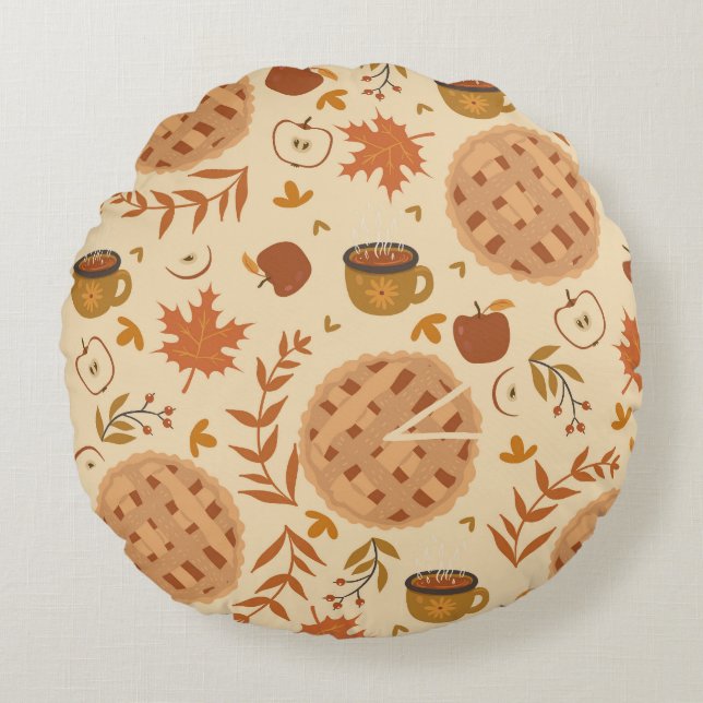 Coussins Ronds Automne Apple Pie : Graphiques Vintages (Devant)