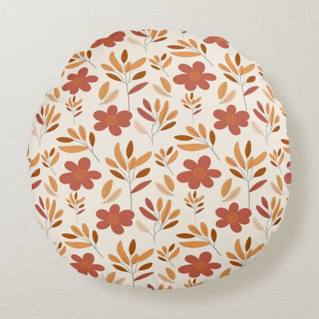 Coussins Ronds Automne Automne Automne Motif Floral (Devant)