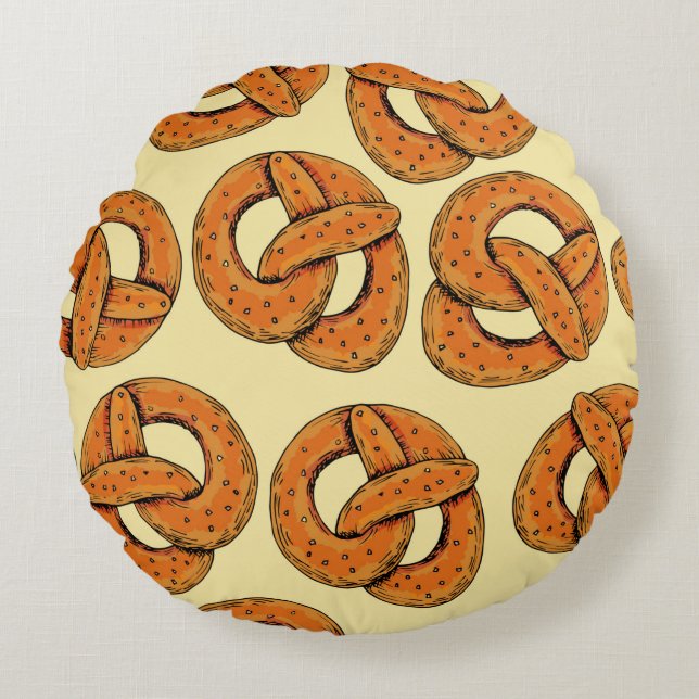 Coussins Ronds Automne sans couture motif avec bretzels, octobre  (Devant)