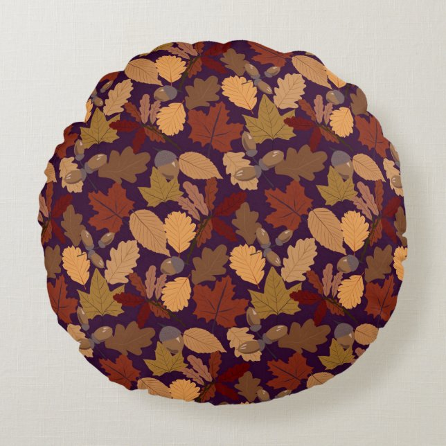 Coussins Ronds Autumn Leaves Round Thlow Pillow (Devant)