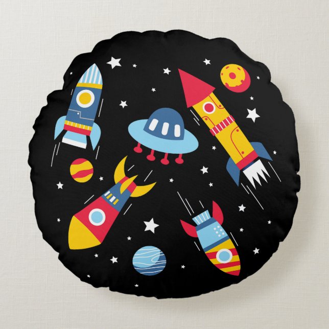 Coussins Ronds Aventure dans l'espace (Devant)