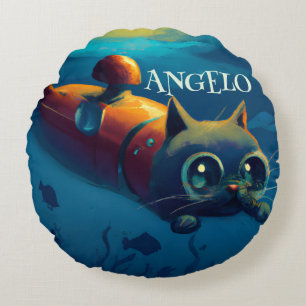 COUSSINS RONDS AVENTURE PERSONNALISÉE ET FANTAISISTE DE CHAT SOUS