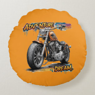 Coussins Ronds Aventure Rêve de Conduite – Motocyclette Chopper V