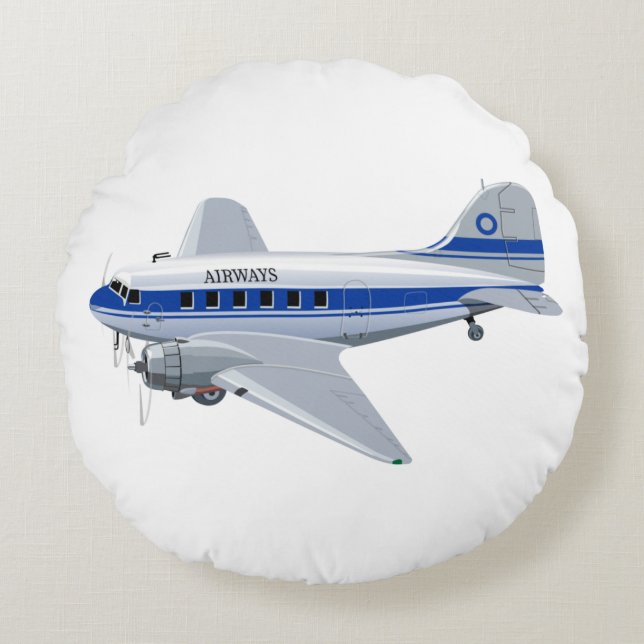 Coussins Ronds Avion de dessin (Devant)