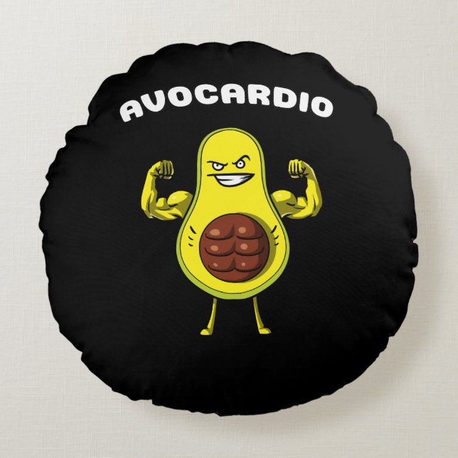 Coussins Ronds Avocardio Fitness Avocado Funny Vegan Exercice Pla (Devant)