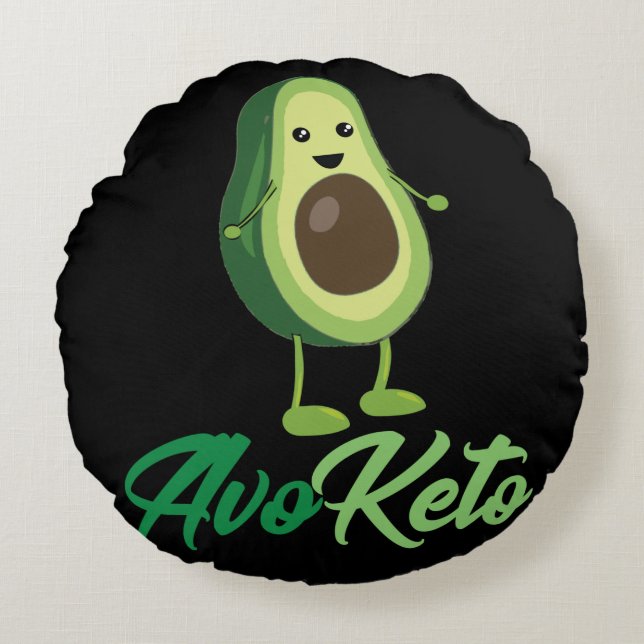 Coussins Ronds Avoketo - Funny Keto Avocado (Devant)