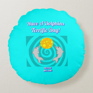 Coussins Ronds Ayez un carreau rond de jour terrible de dauphins