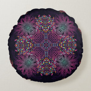 Coussins Ronds Aztec géométrique, vintage motif sans couture.