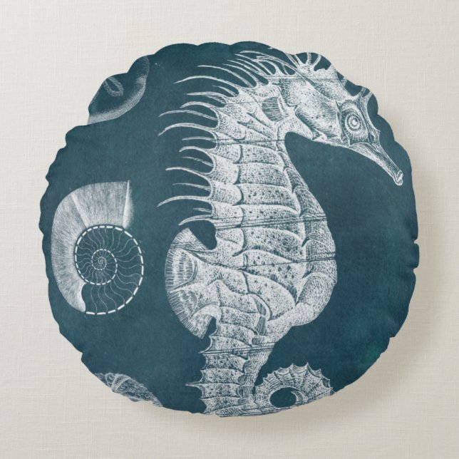Coussins Ronds Azure Seahorse Study I (Devant)