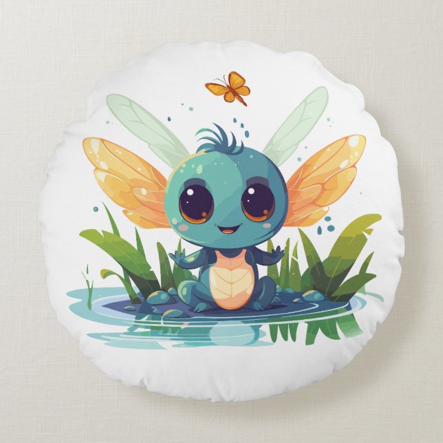 Coussins Ronds Baby Firefly Dragon (Devant)