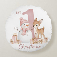 Baby Girl First Christmas Snowman Deer