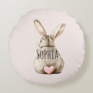 Coussins Ronds Baby Shower Lapin Mignon Queue Rose en Forme de Co