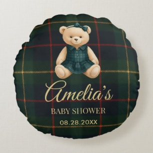 Coussins Ronds Baby Shower Ours en Peluche Luxueux Chic 