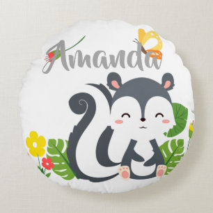Coussins Ronds Baby Skunk, Papillon & Fleurs