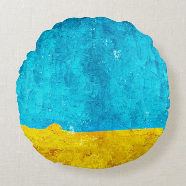 Coussins Ronds Background blue yellow art (Devant)