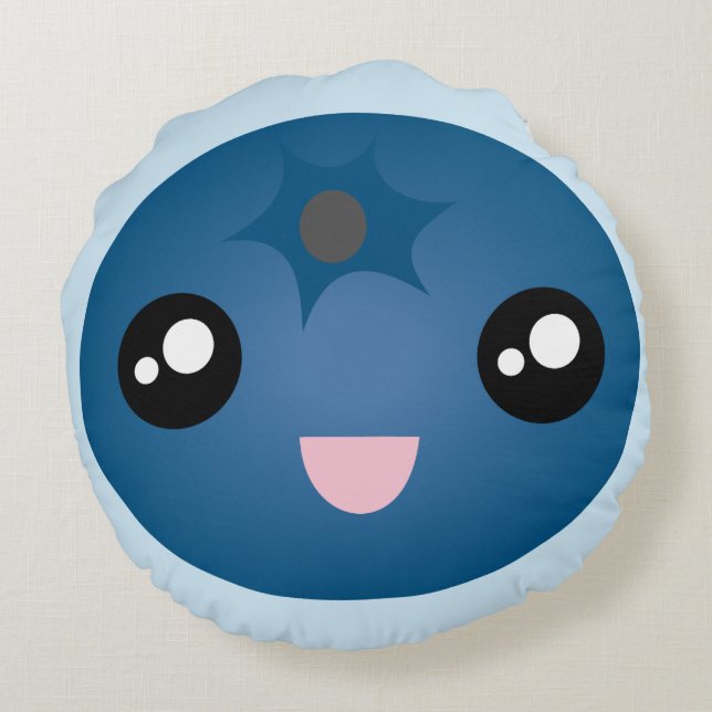 Coussins Ronds Baie bleue Emoji de visage heureux mignon de (Dos)