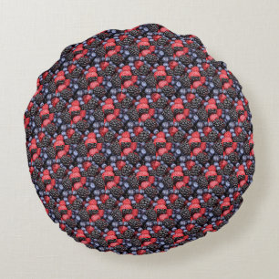 Coussins Ronds Baies amusantes 'Rouge Bleu Noir'