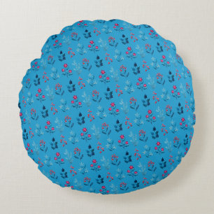 Coussins Ronds Baies d'hiver & bleu mignon