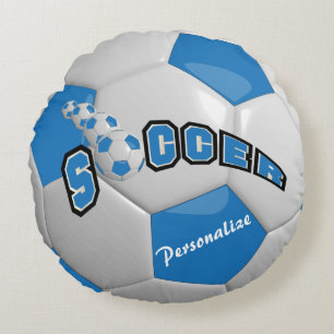 Coussins Ronds Bal de football bleu Nom DO-IT-YOURSELF