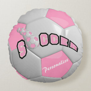 Coussins Ronds Bal de soccer rose Nom DO-IT-YOURSELF