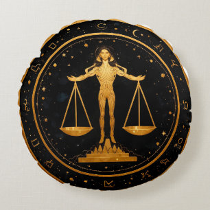 Coussins Ronds Balance zodiacale en or
