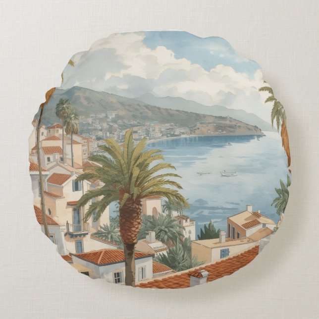 Coussins Ronds Balearic Islands Vintage French Travel (Devant)