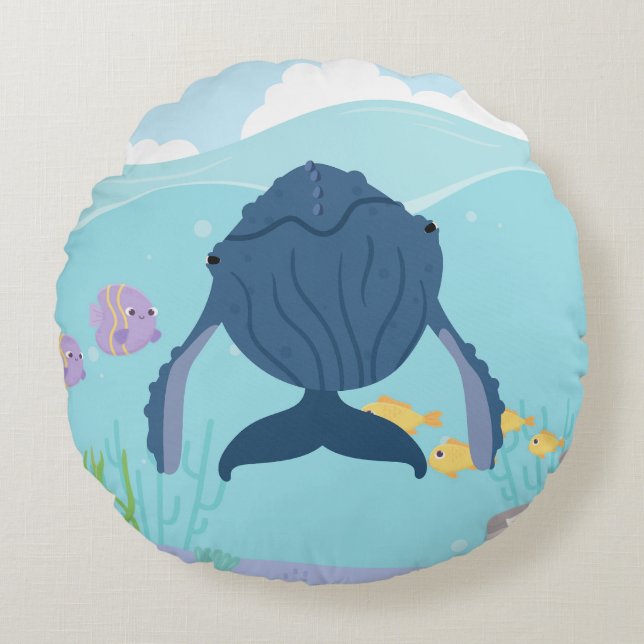 Coussins Ronds Baleine mignonne (Devant)