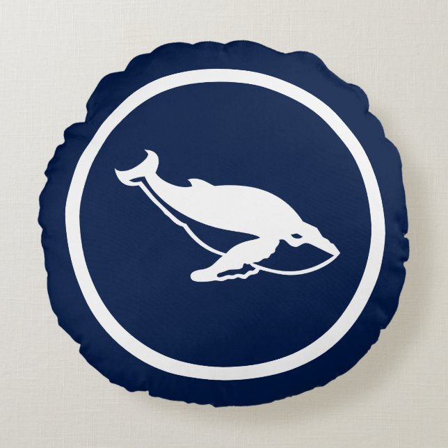 Coussins Ronds Baleines bleues de la Marine (Devant)