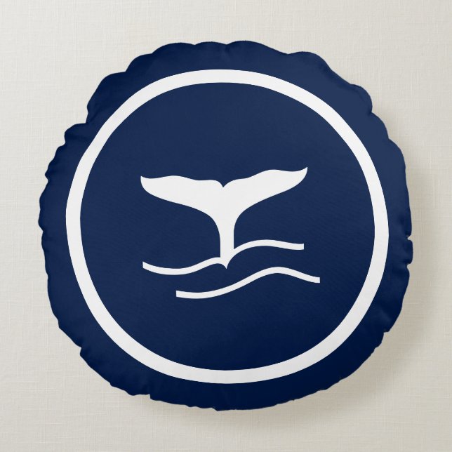 Coussins Ronds Baleines bleues de la Marine (Devant)