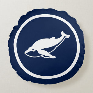 Coussins Ronds Baleines bleues de la Marine